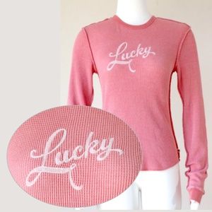 Vintage Lucky Brand cotton ribbed knit thermal top in waffle weave